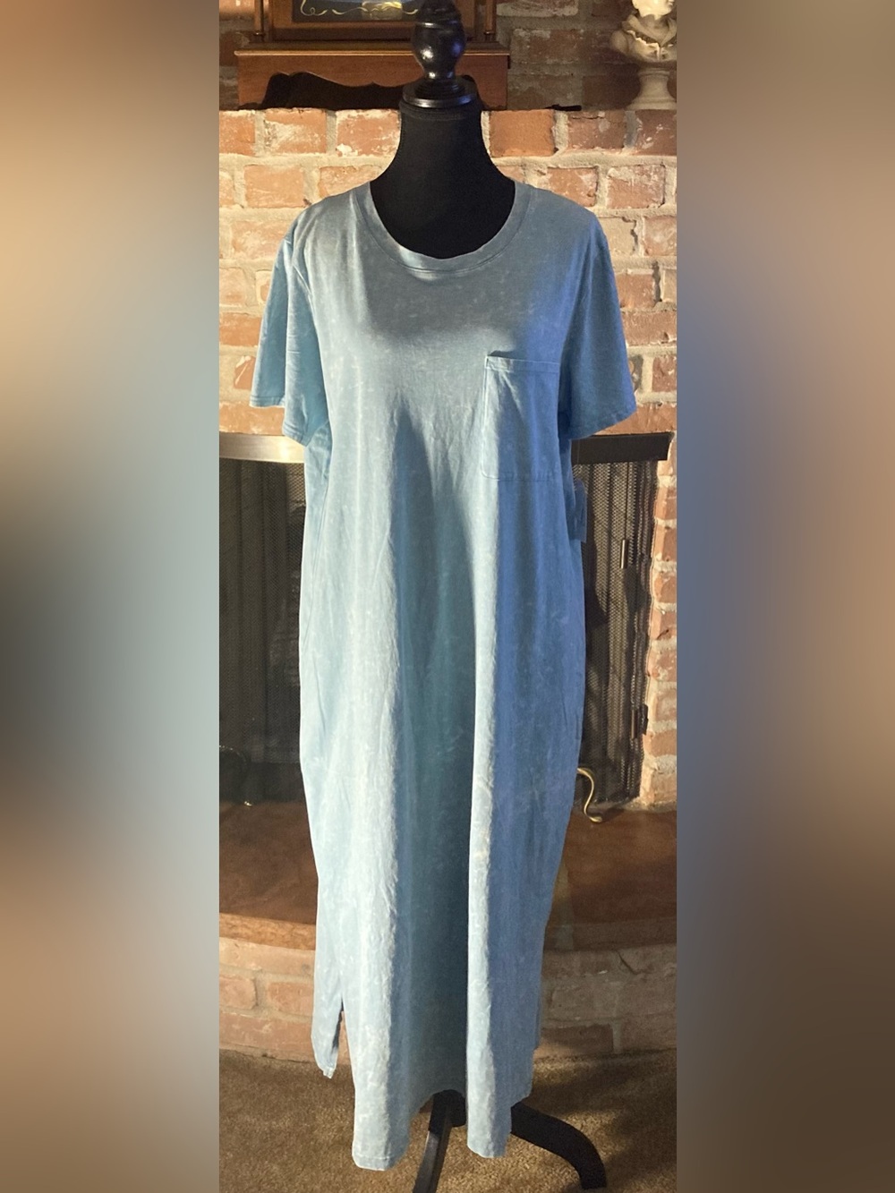 NWT Time and Tru Casual Washed Blue Midi T-Shirt Dress with Pocket